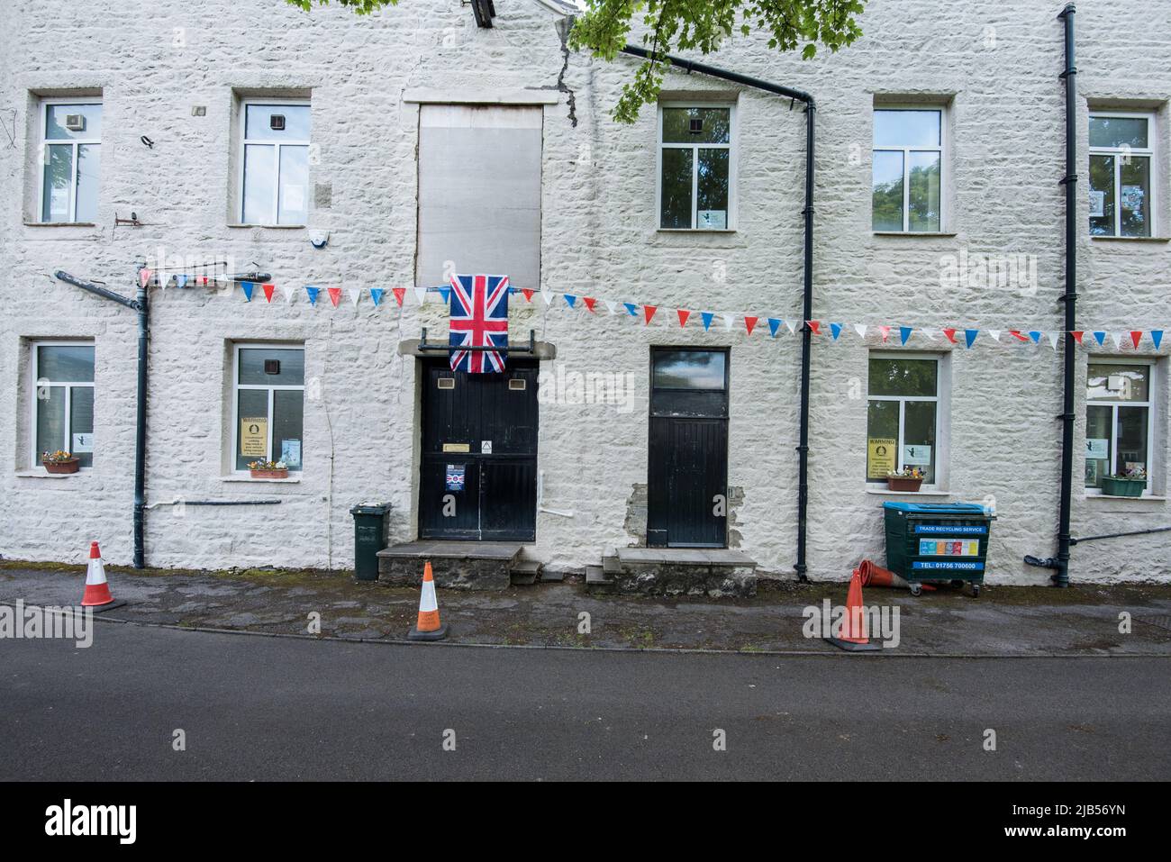 Flags and bunting on the wall of what was Magna Print premises.. in