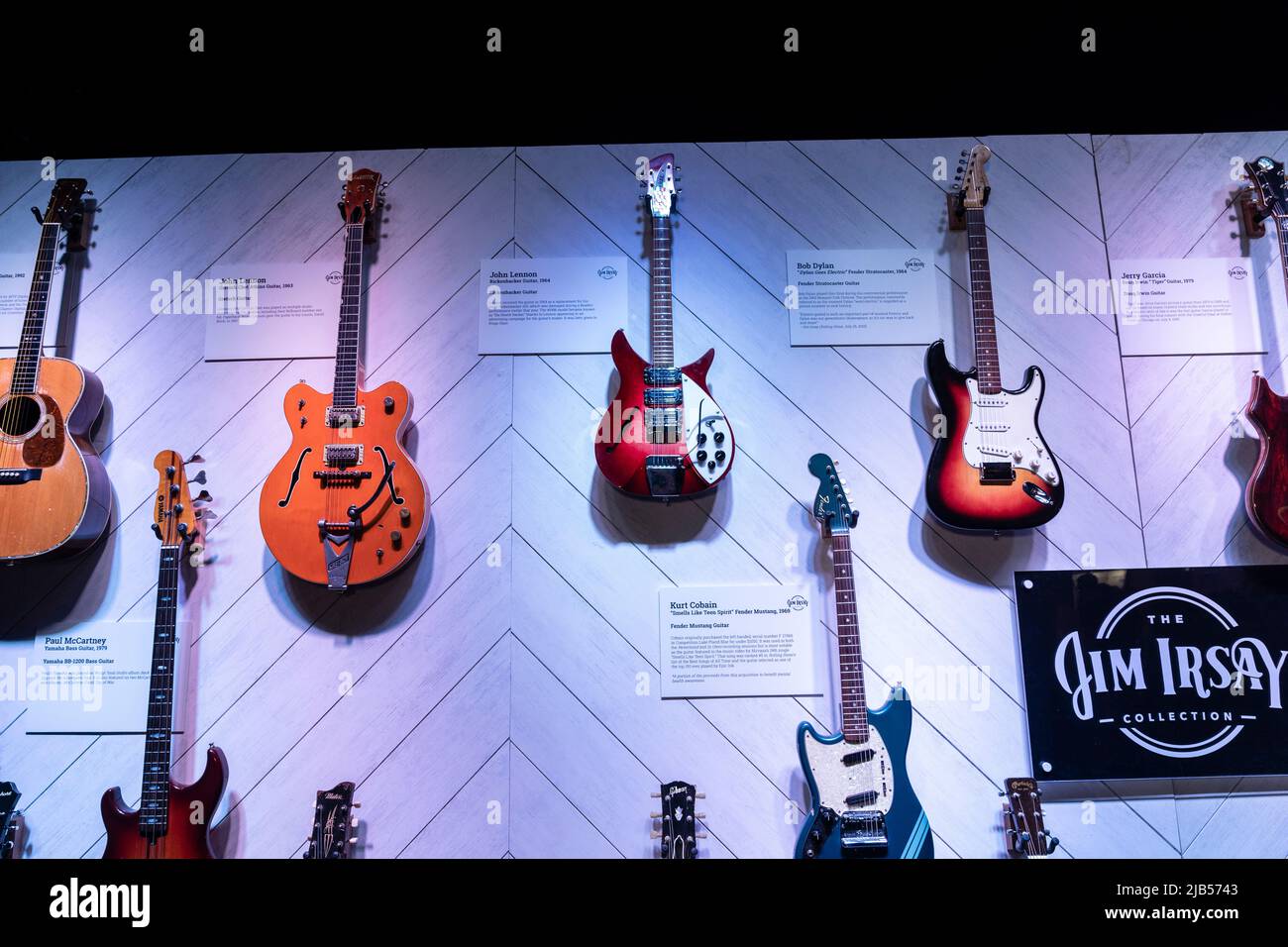 New York, NY June 2, 2022 Guitars owned by musicians seen during