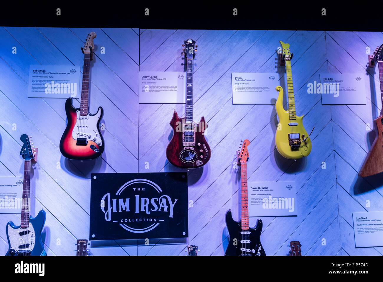 New York, NY June 2, 2022 Guitars owned by musicians seen during