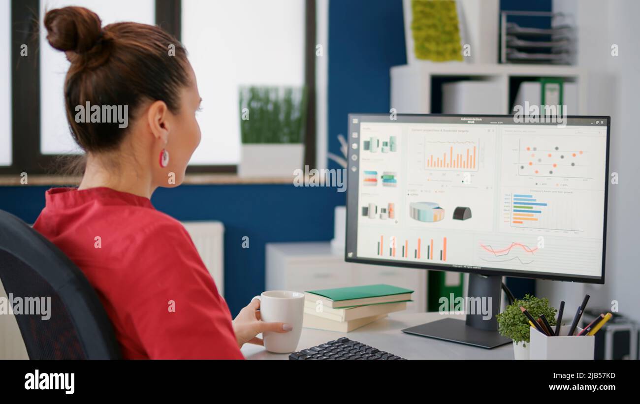 Sales consultant working on development strategy with business charts