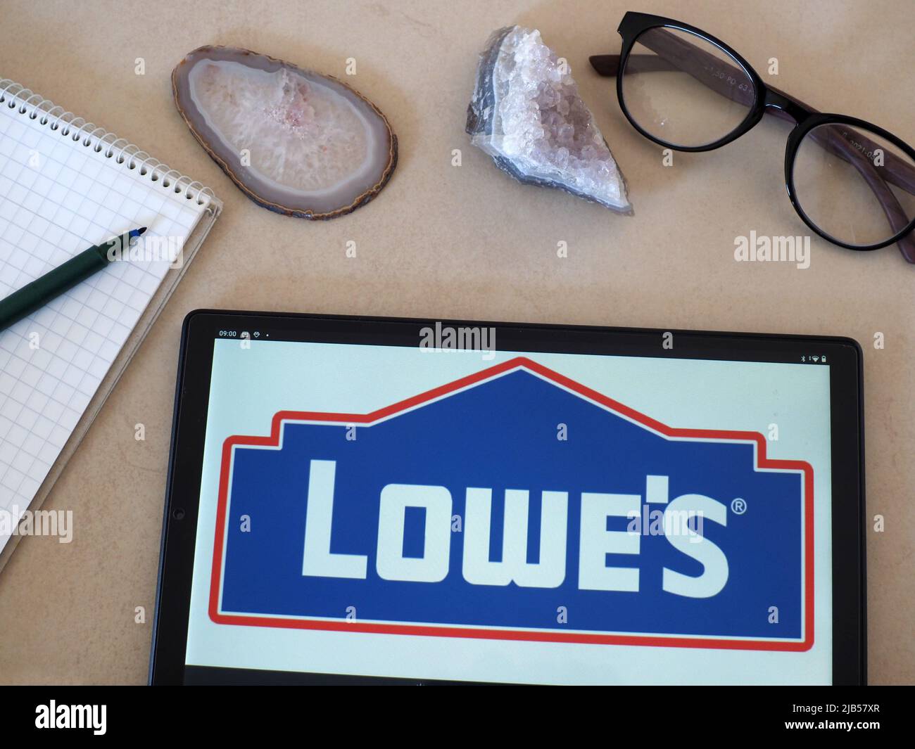 In this photo illustration Lowe's Companies, Inc. logo seen displayed