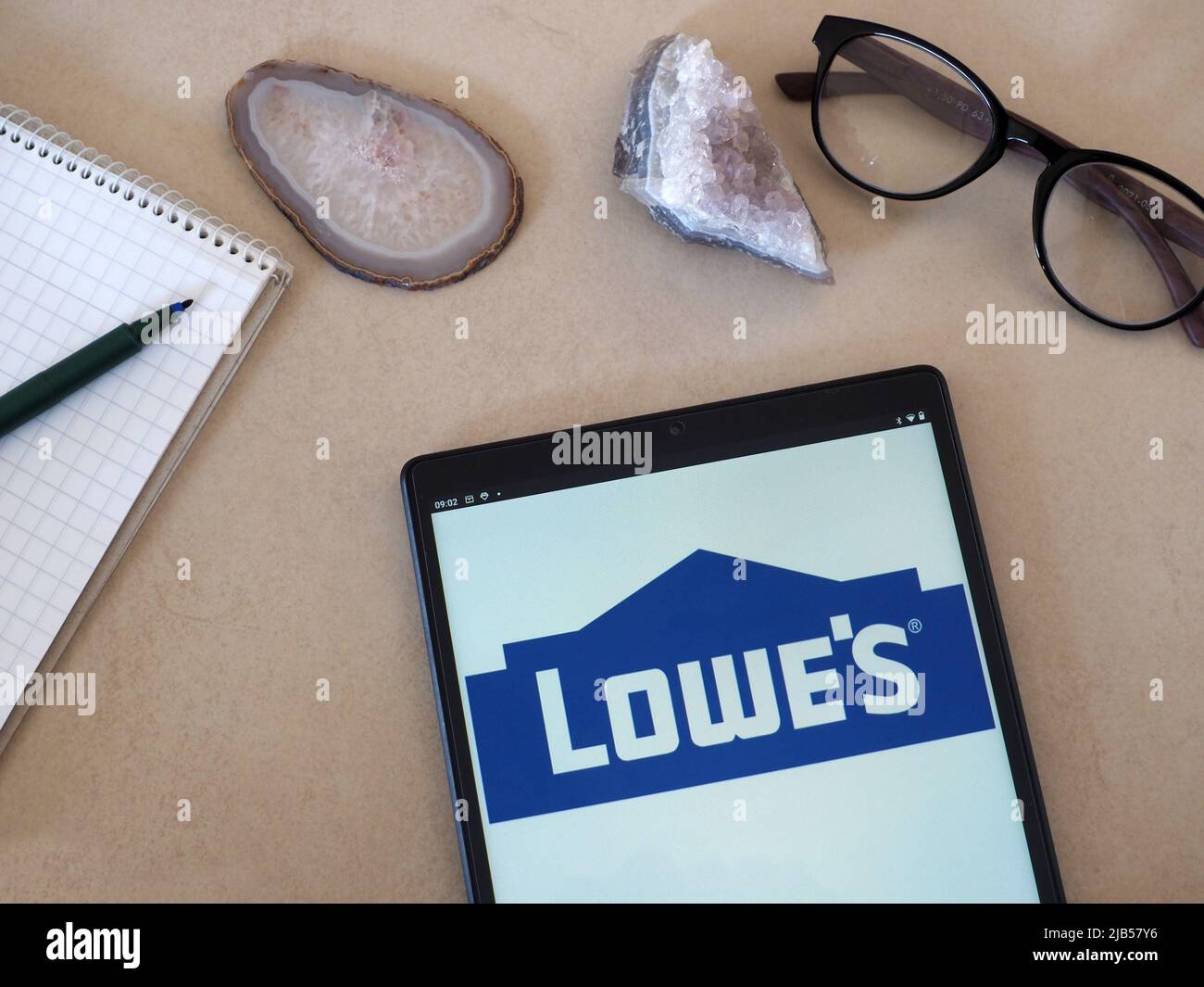 In this photo illustration Lowe's Companies, Inc. logo seen displayed