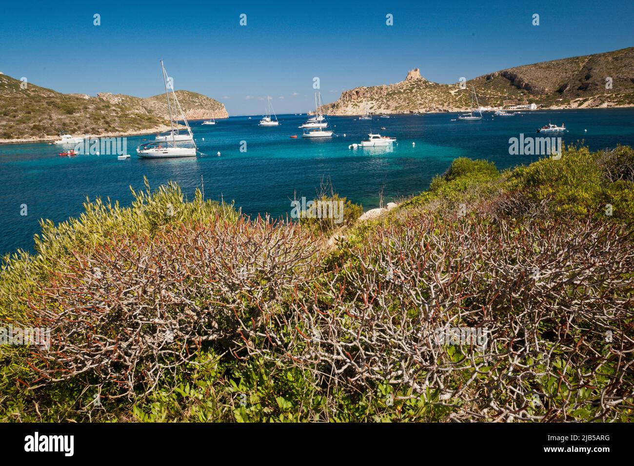 Spain (Archipielago de Cabrera) Parque nacional. Balearic Islands. Puerto de Cabrera, S'Espalmador. Stock Photo
