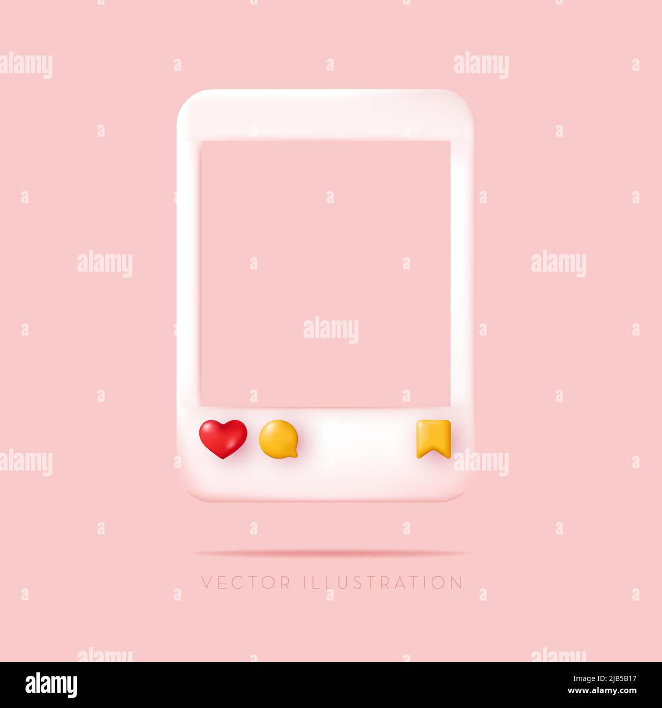 Social media photo frame with heart love button, sending messages, save