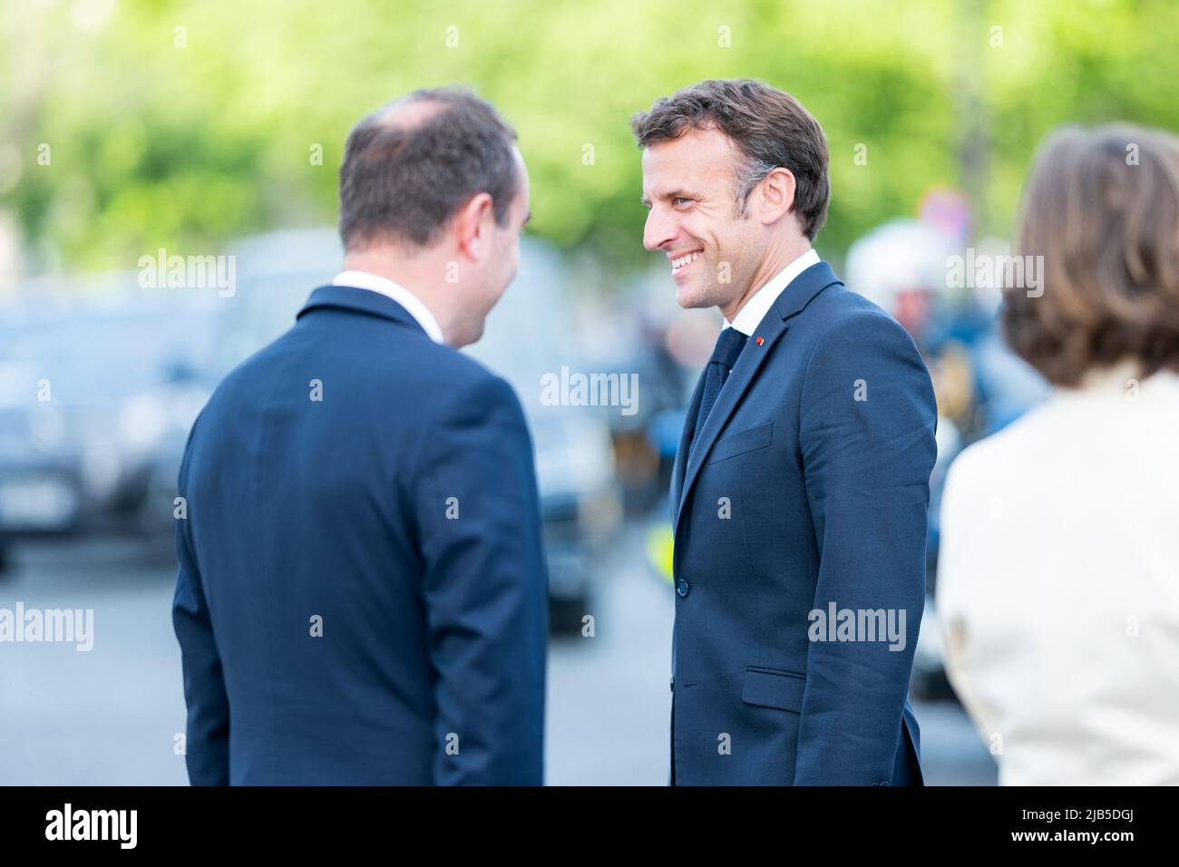 French President Emmanuel Macron attends the reviving the flame ...