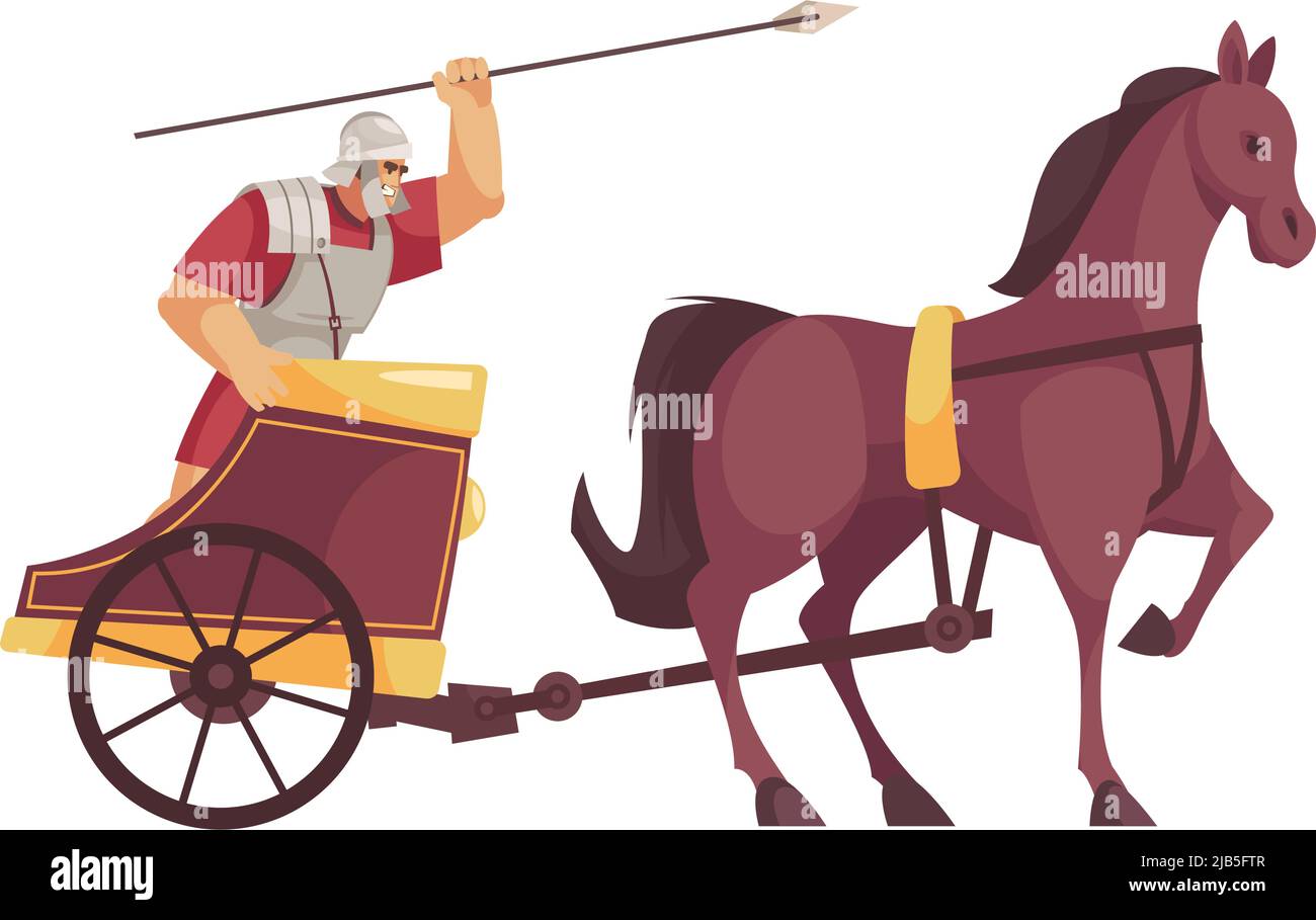 Cartoon icon with gladiator riding cart vector illustration Stock ...