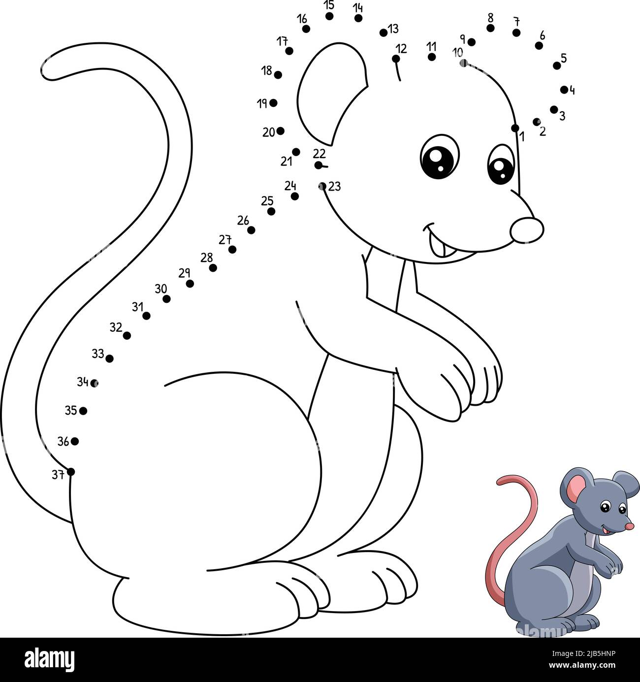 Dot to Dot Mouse Coloring Page for Kids Stock Vector