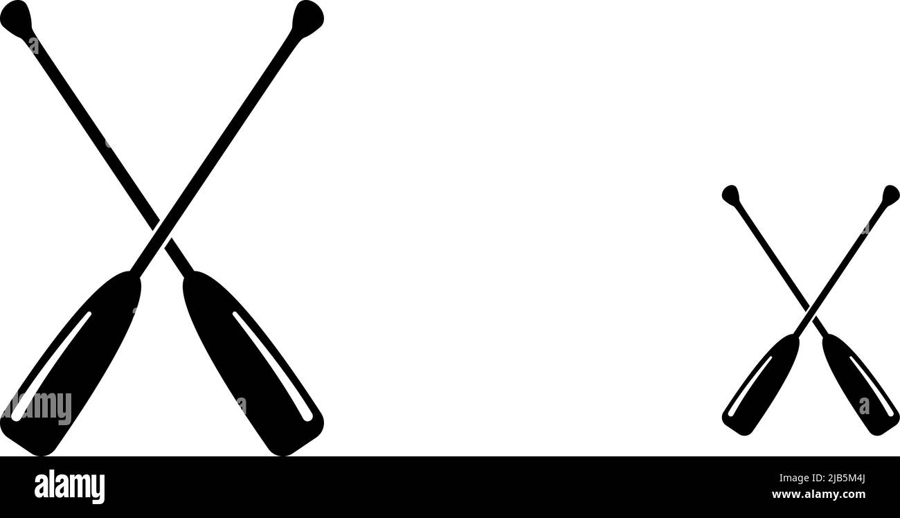 crossed oars or paddles isolated on white background, vector