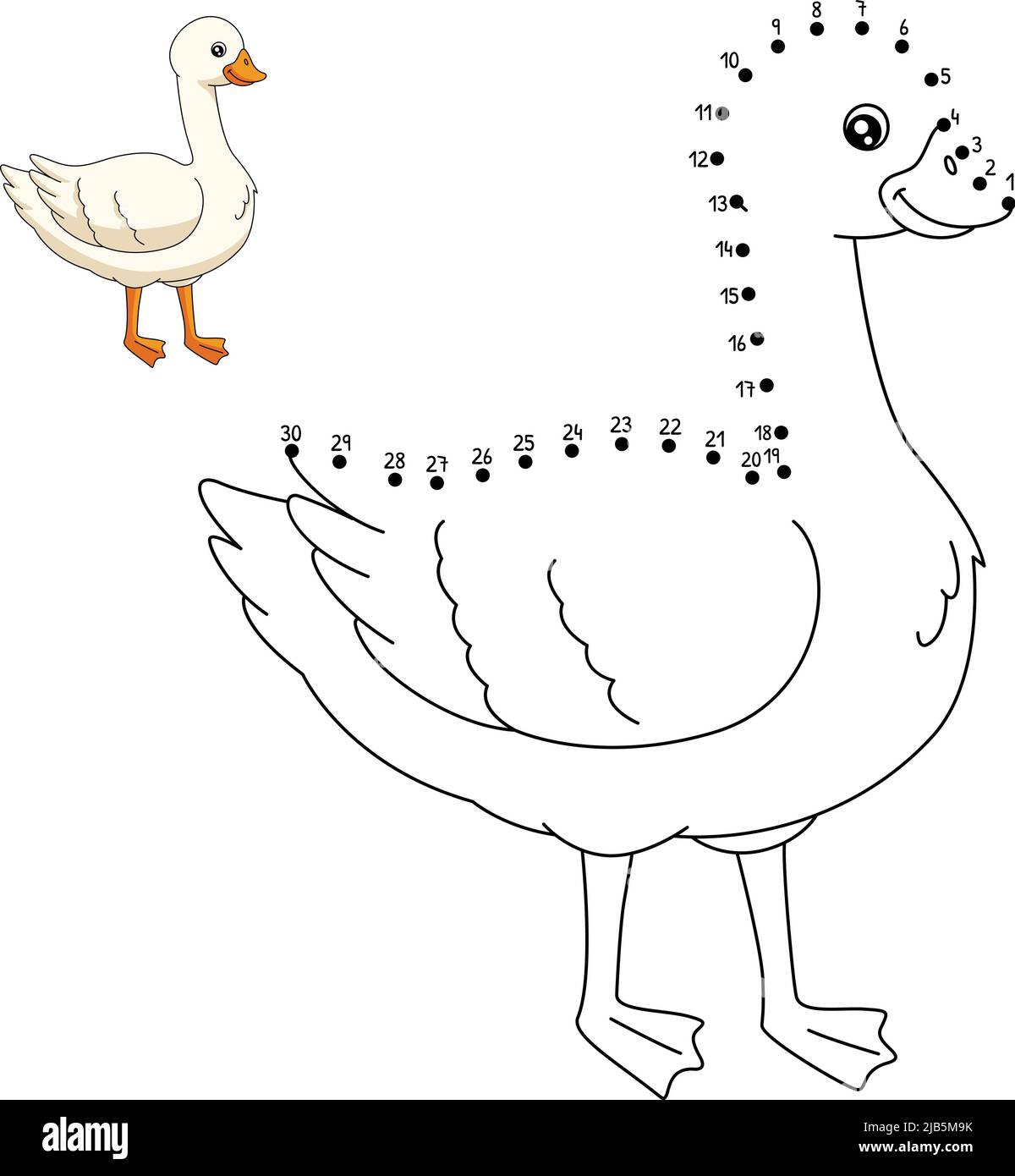 Dot to Dot Goose Coloring Page for Kids Stock Vector