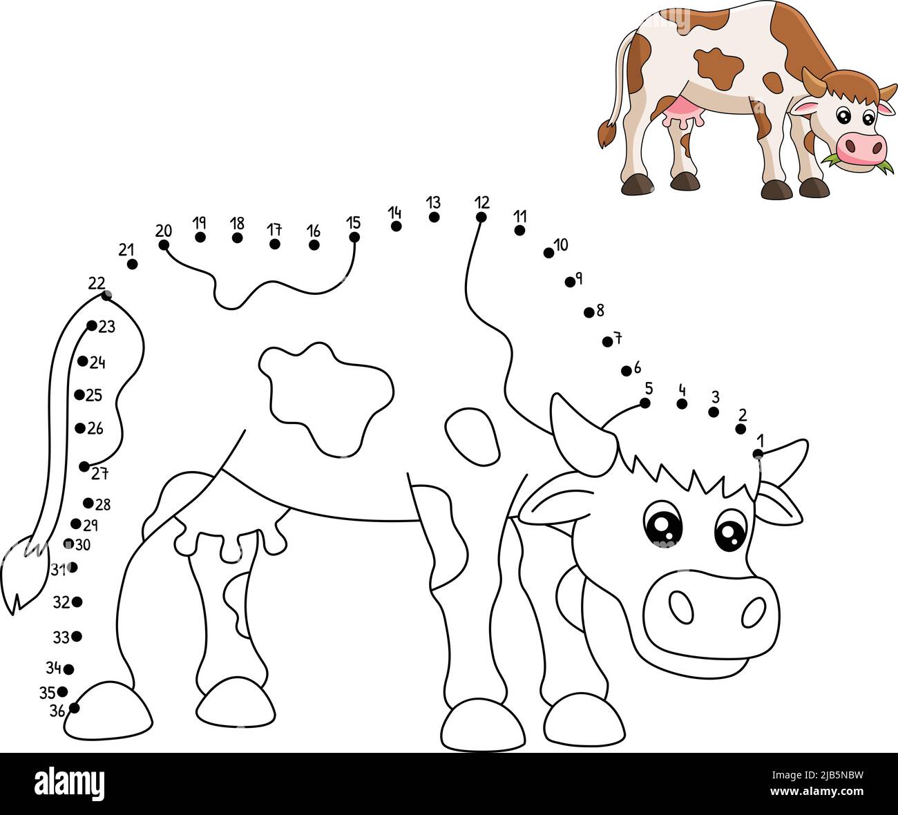 Dot to Dot Cow Coloring Page for Kids Stock Vector Image & Art Alamy