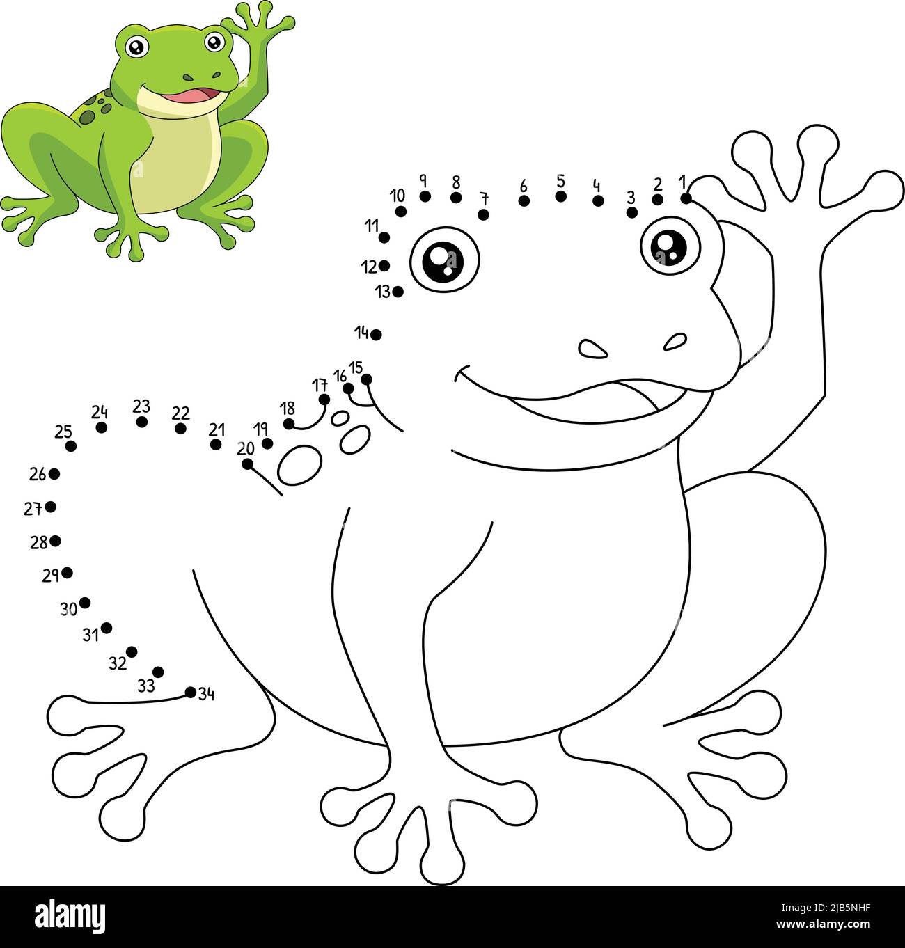 Dot to Dot Frog Coloring Page for Kids Stock Vector