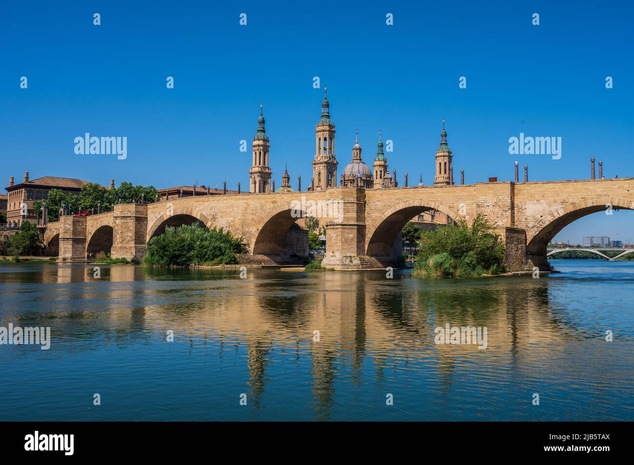 Stone Bridge (Puente de Piedra) and CathedralBasilica of Our Lady of the Pillar, a Roman