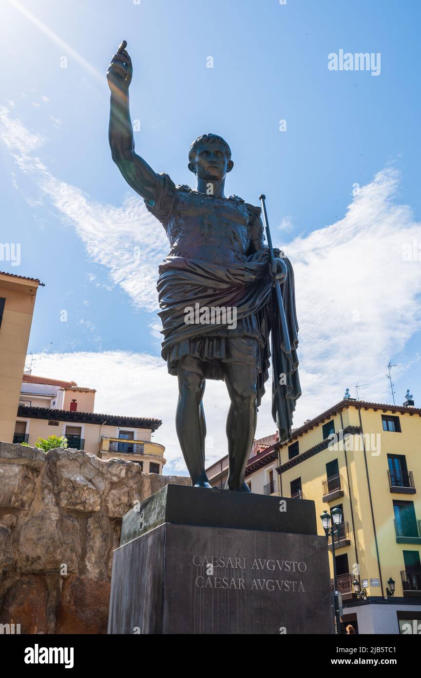 Caesar Augustus statue, given by Benito Mussolini's Italian government to Zaragoza in 1940 and is a bronze copy, forged in Naples of the original Augu Stock Photo