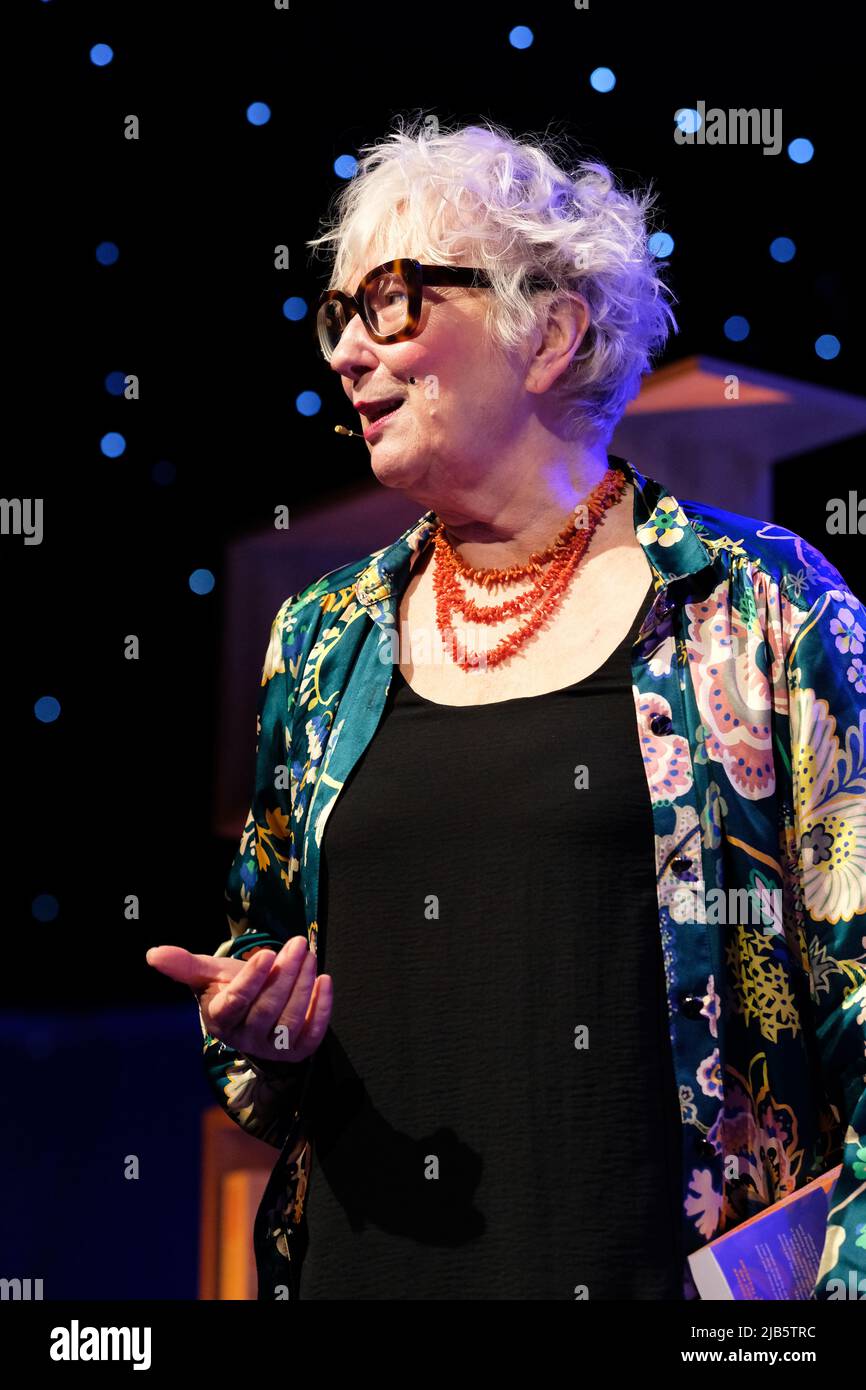 Hay Festival, Hay on Wye, Wales, UK – Friday 3rd June 2022 – Jenny Eclair comedian and author at the Hay Festival to talk about her recent YA book Writing on the Wall – Photo Steven May / Alamy Live News Stock Photo