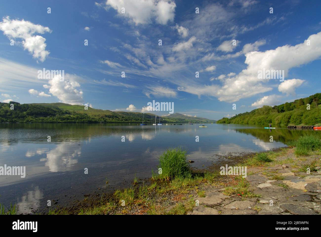 Bala Lake/Llyn Trgid in Snowdonia National Park, WALES UK Stock Photo