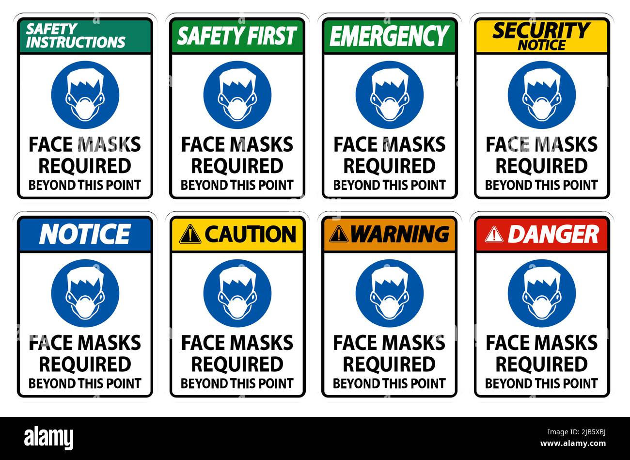 Face Masks Required Beyond This Point Sign Isolate On White Background ...