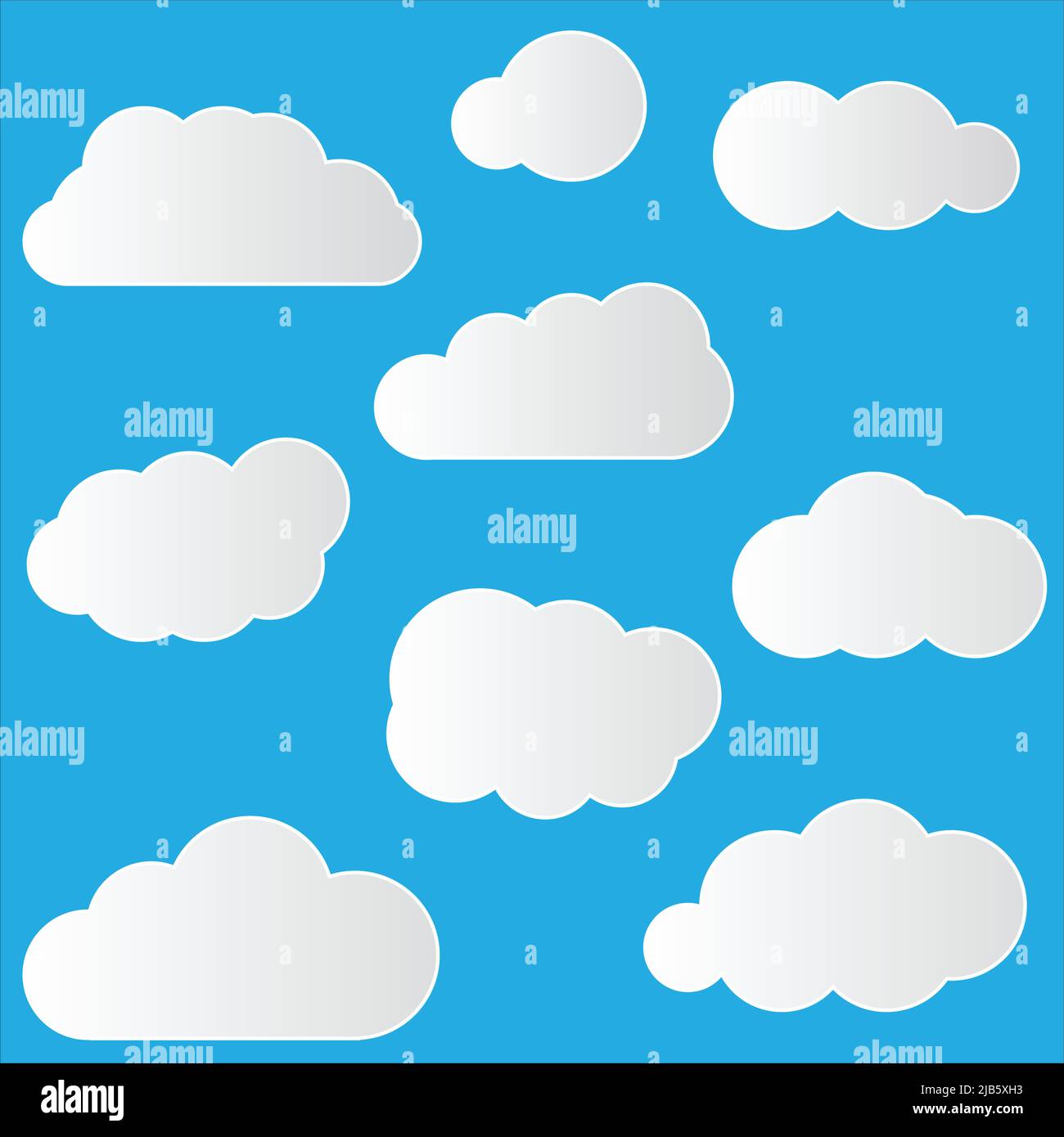 Set of Cloud Icons in trendy flat style isolated on blue background ...