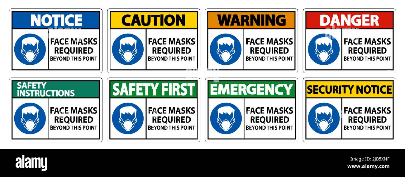 Face Masks Required Beyond This Point Sign Isolate On White Background ...