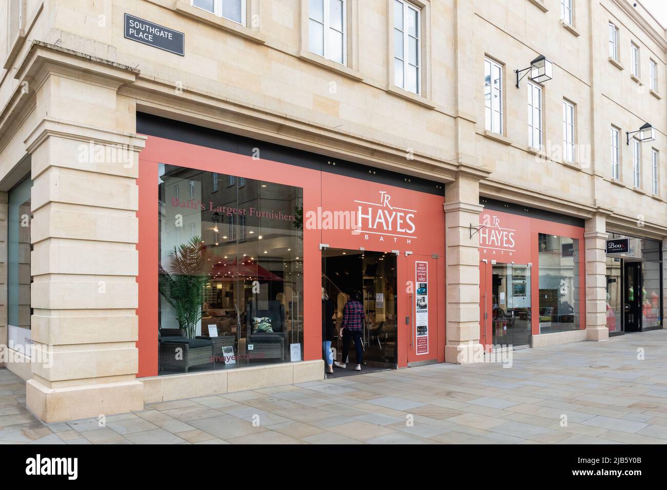 TR Hayes - Bath's Largest Furnishers has a temporary pop-up shop in Southgate Shopping Centre, City of Bath. Somerset, England, UK Stock Photo