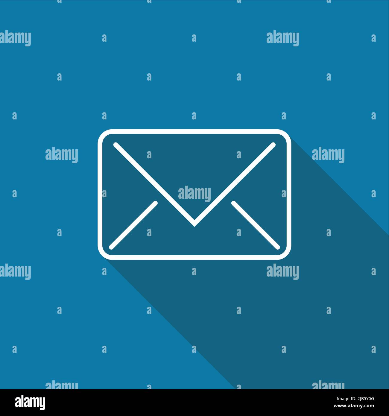 Mail icon with long shadow black on white background,Simple design ...