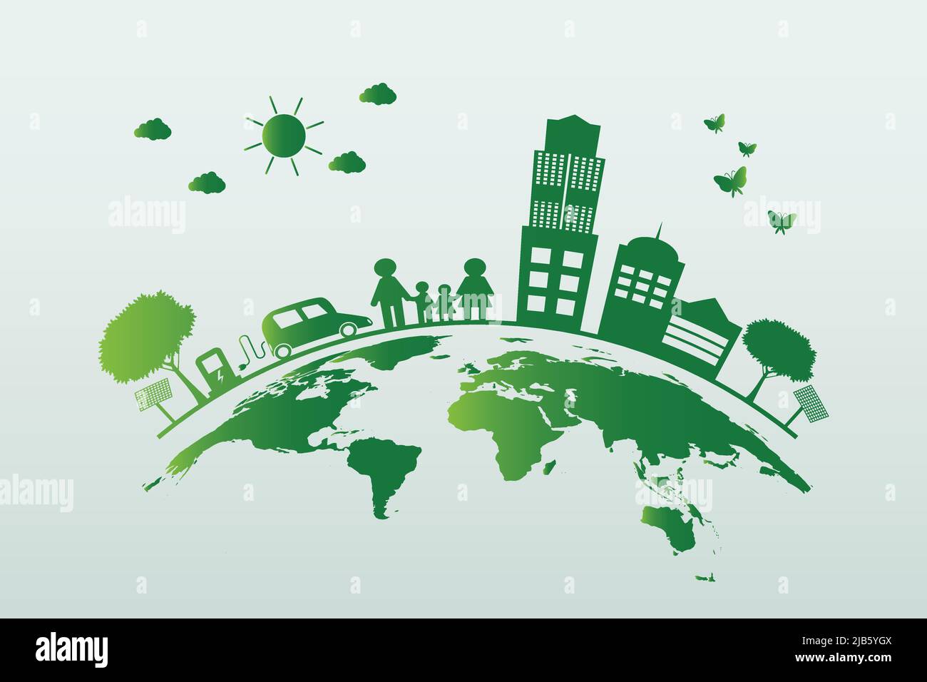 Ecology.Green cities help the world with ecofriendly concept ideas