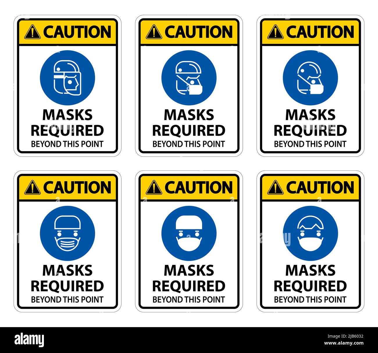 Caution Symbol Masks Required Beyond This Point Sign Stock Vector Image ...