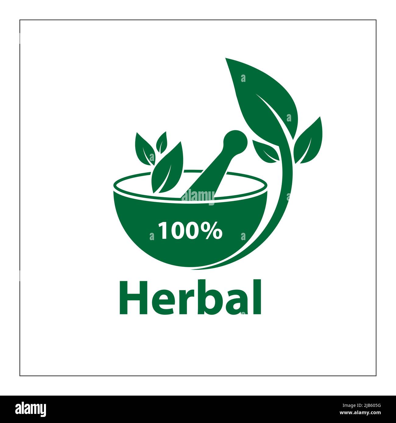 green herbal logo template,herbal 100 on white background Stock Vector