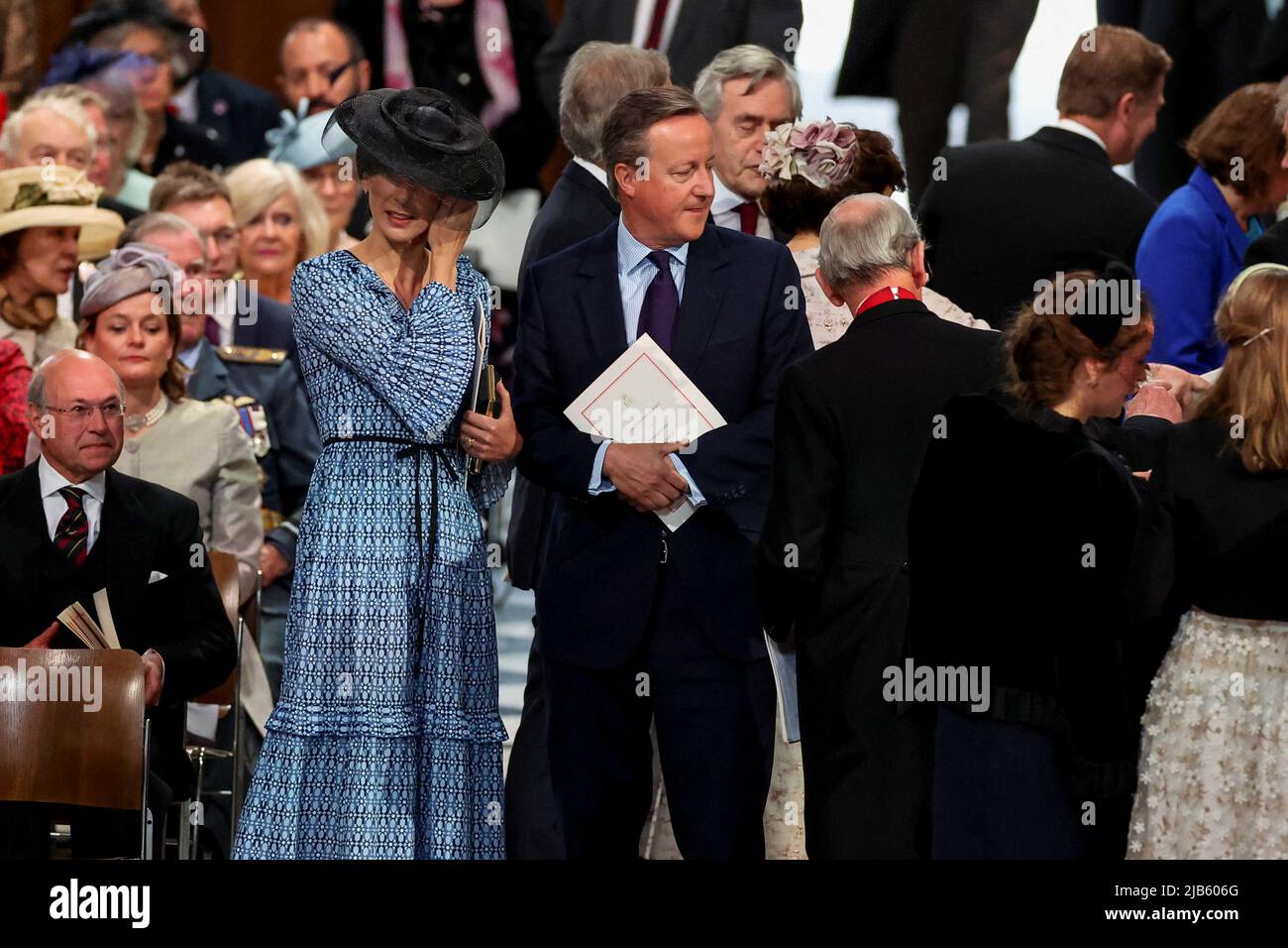Former Prime Minister David Cameron and his wife Samantha Cameron arriving for the National Service of Thanksgiving at St Paul's Cathedral, London, on day two of the Platinum Jubilee celebrations for Queen Elizabeth II. Picture date: Friday June 3, 2022. Stock Photo