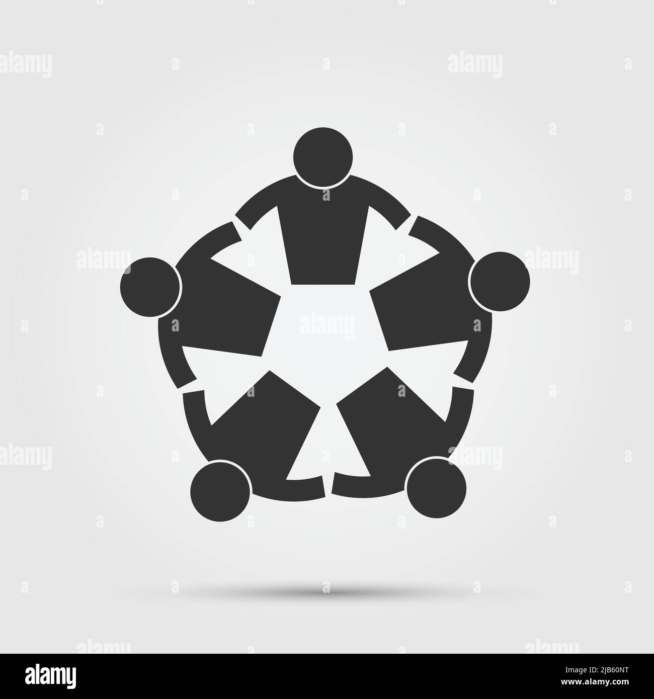 Group of five people in a circle.Teamwork meeting.people are meeting in the room. Stock Vector