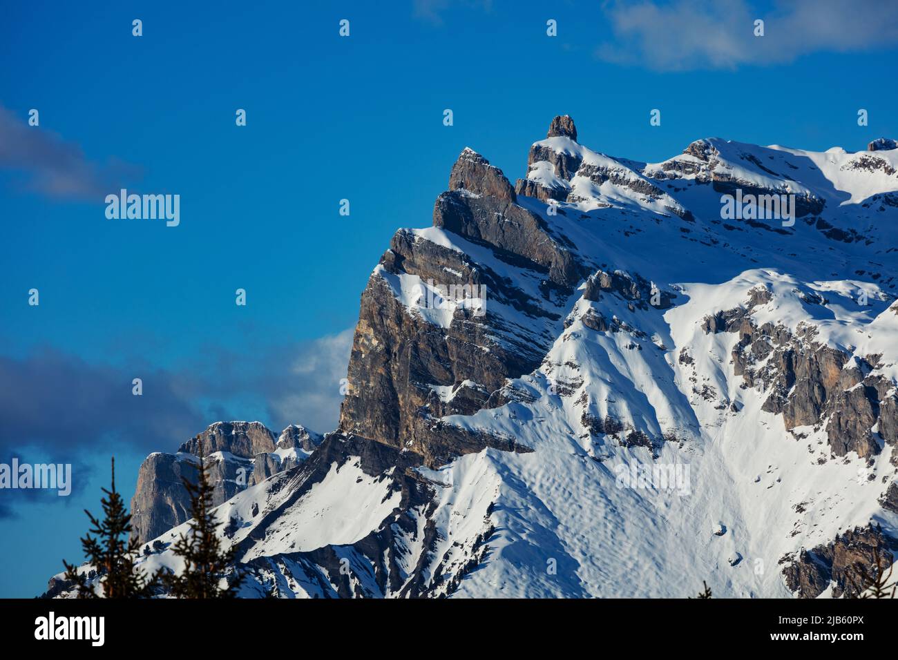 Mont Blanc mountain peak Aiguille du Midi in the French Alps Stock Photo