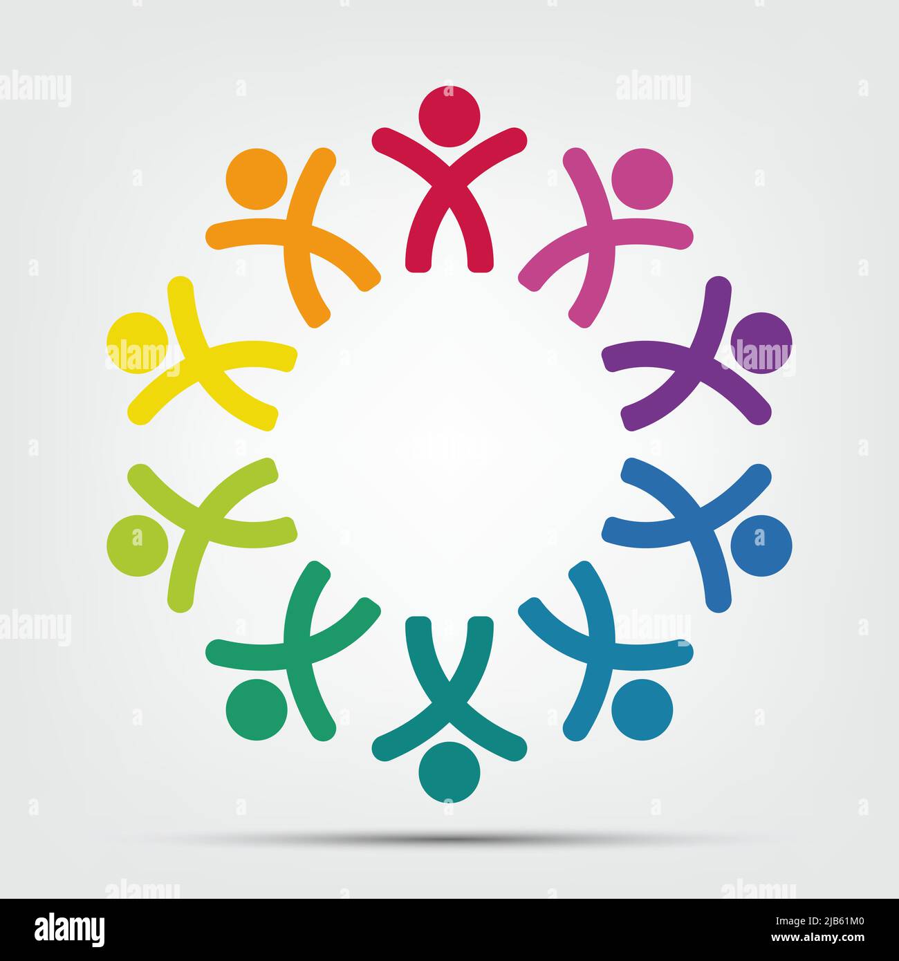 Group of ten persons in circle. holding hands.The summit workers are