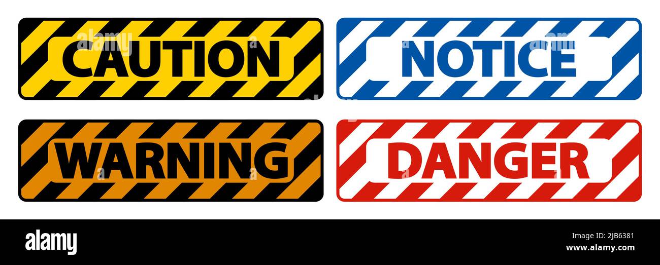 Caution,Warning,Danger,Danger Floor Sign On White Background Stock Vector