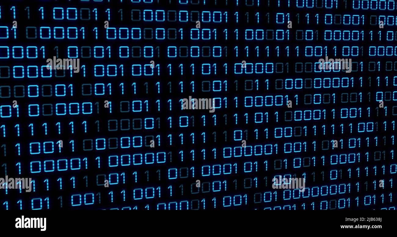 Image of blue binary code changing on black background Stock Photo - Alamy