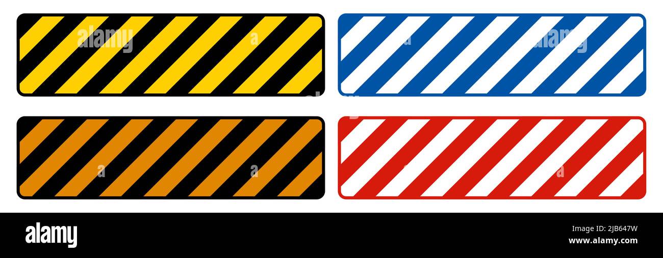 Yellow,Red,Grey,Blue/ Black Striped Floor Sign On White background Stock Vector