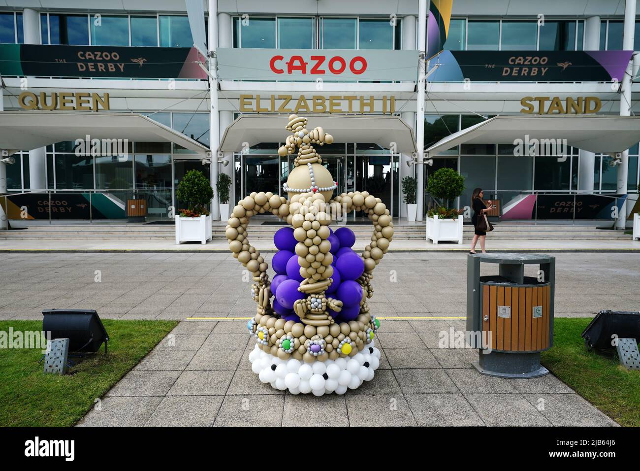 A view of a crown made of balloons to celebrate the Queen's Jubilee in