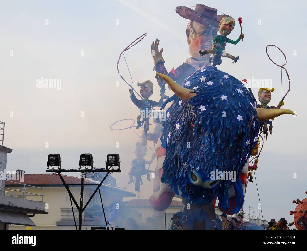 Viareggio-Italy-October 2022 The famous carnival where allegorical floats built by local artisans parade along the seafront. Stock Photo