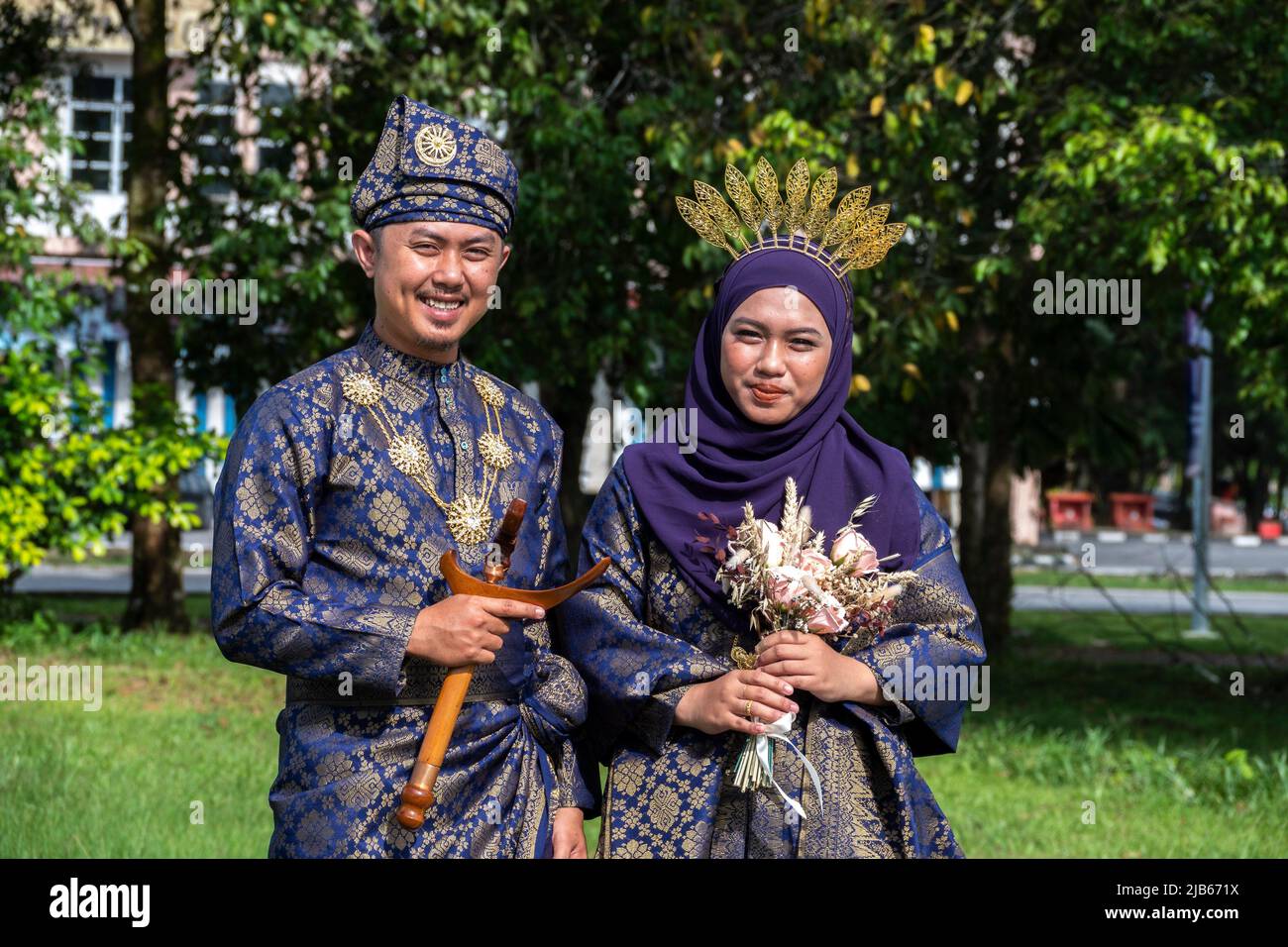 A newly wedded Malay couple photo shoot at Pekan Dalat, Sarawak, East