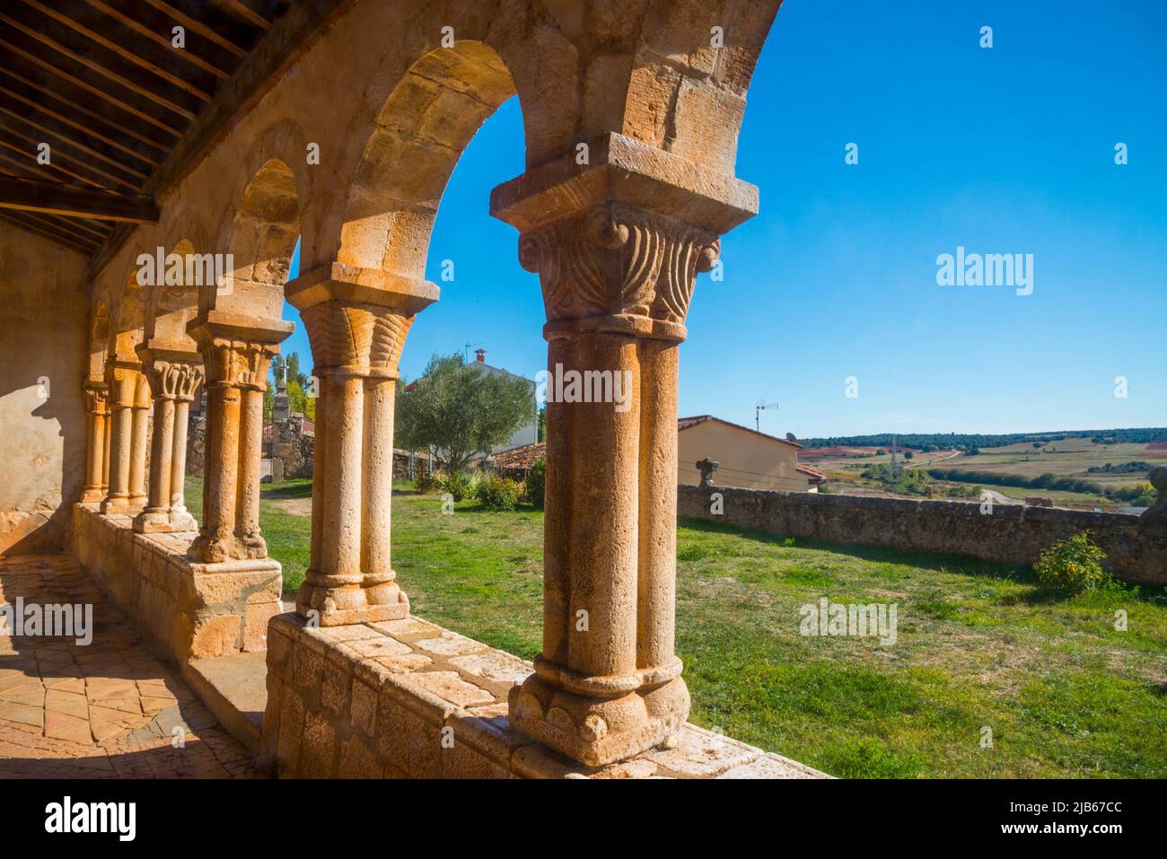 Atrium of San Martin church. Berzosa, Soria province, Castilla Leon, Spain. Stock Photo