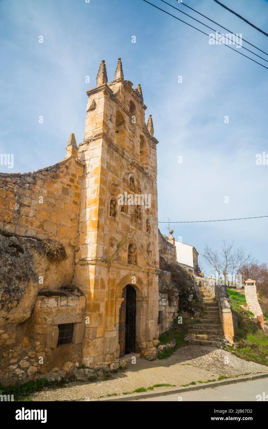 Nuestra Señora de la Cueva church. Hontangas, Burgos province, Castilla Leon, Spain. Stock Photo