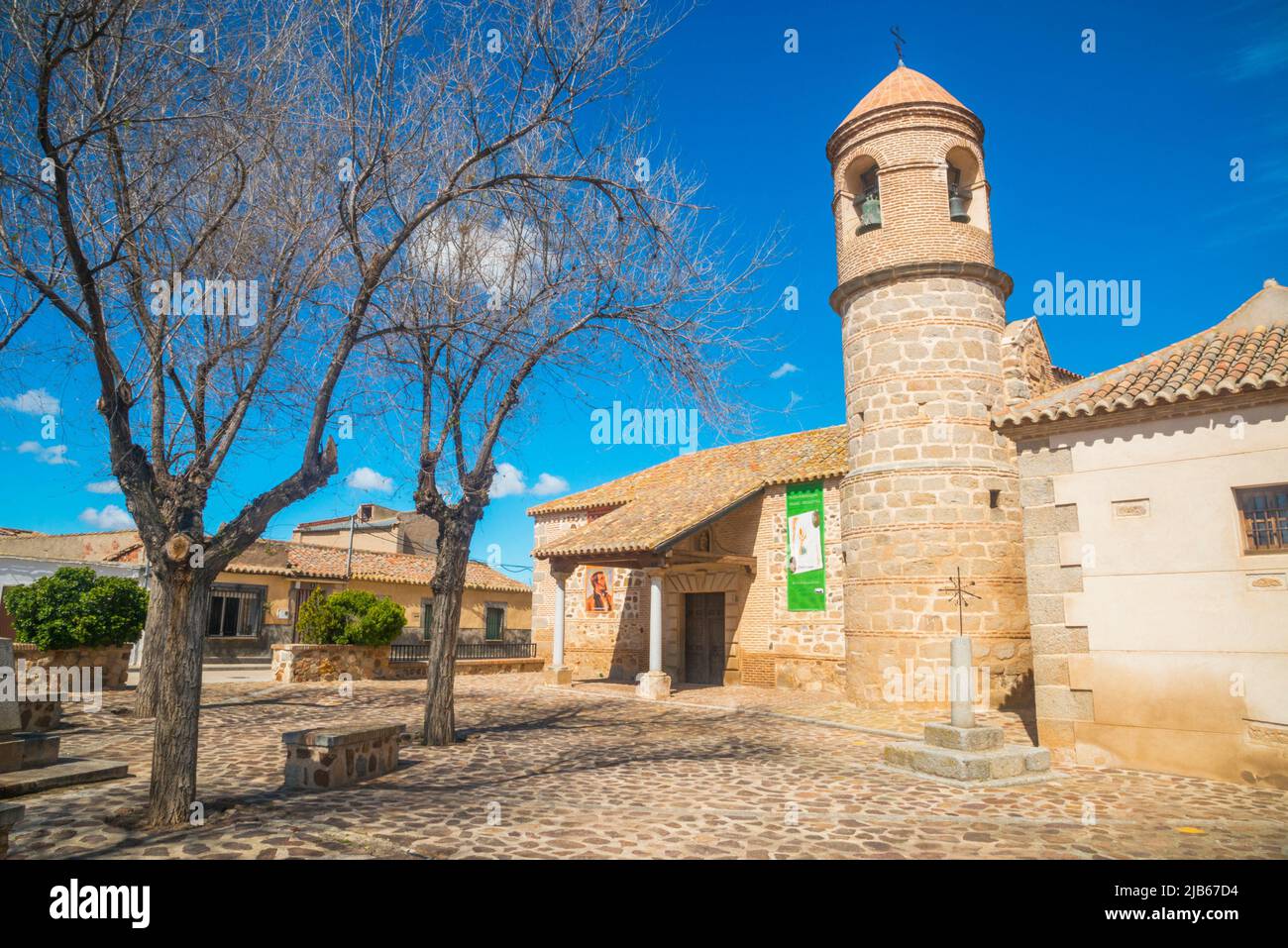 Facade of Asuncion church. Arisgotas, Toledo province, Castilla La Mancha, Spain. Stock Photo