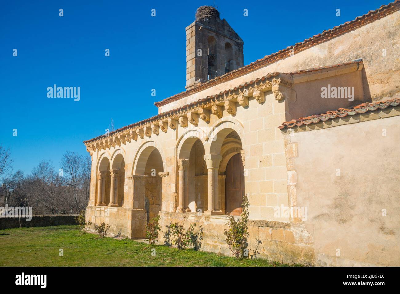 Romanesque church. Tenzuela, Segovia province, Castilla Leon, Spain. Stock Photo