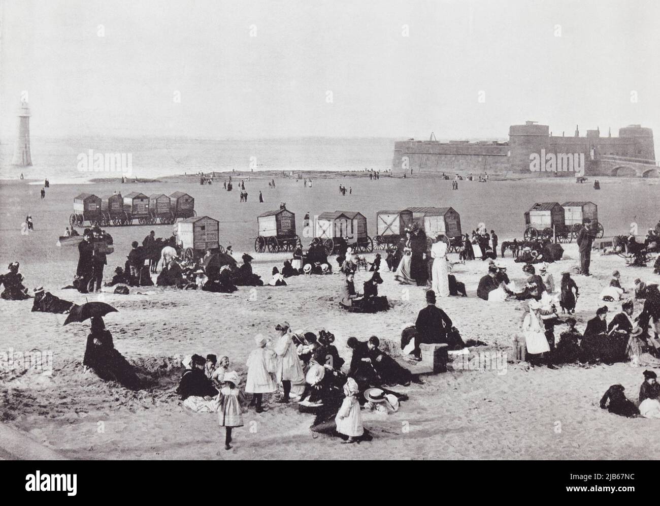 New Brighton, Wallasey, Merseyside, England, showing the fort and the lighthouse in the 19th century. From Around The Coast, An Album of Pictures Stock Photo