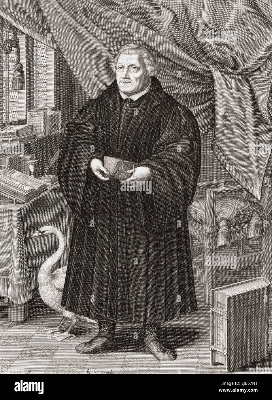 Martin Luther, 1483 - 1546. German professor of theology, composer, priest, monk. Instrumental in the Protestant Reformation. After an engraving by Stock Photo