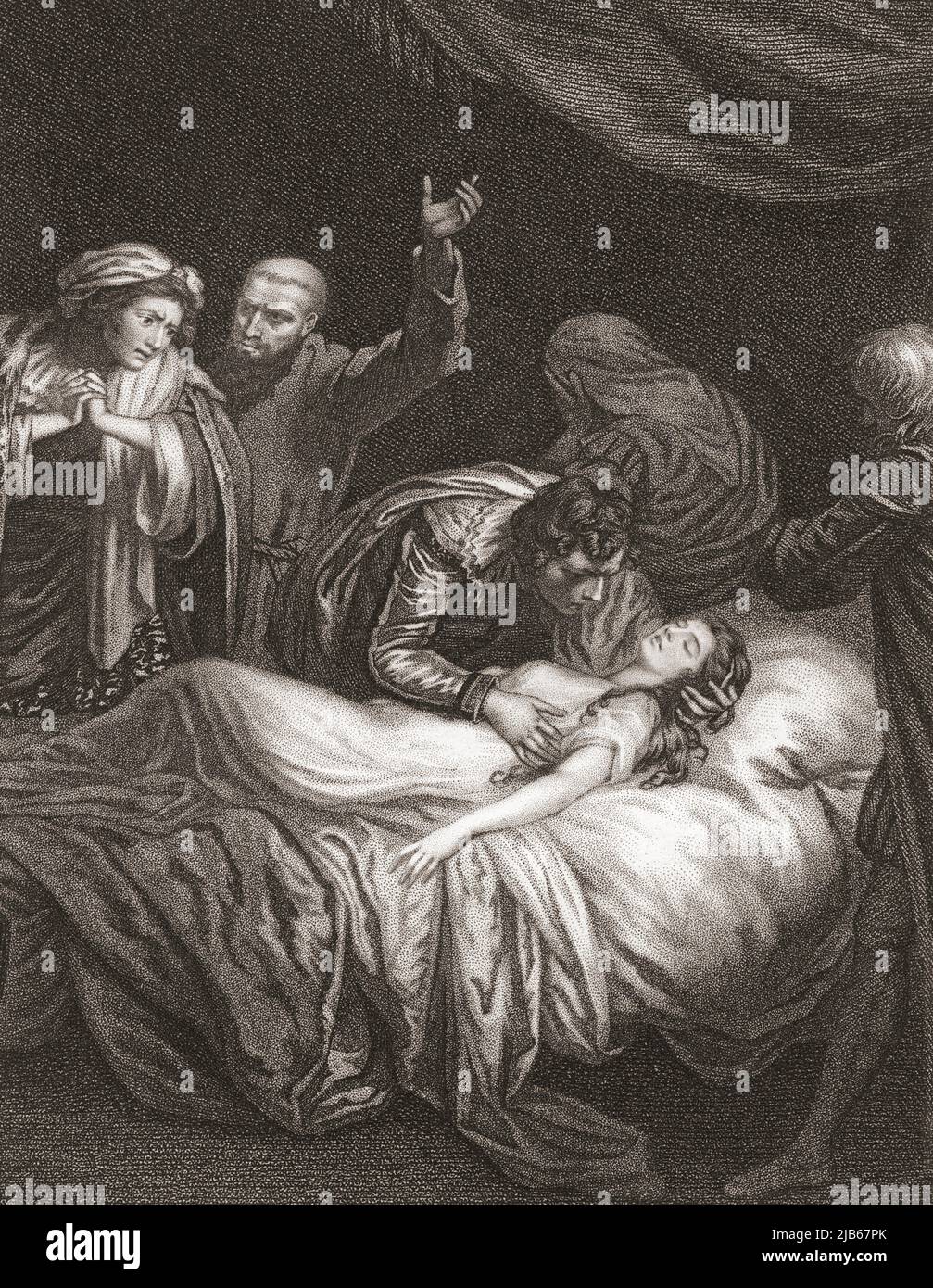 The Nurse has found Juliet sleeping from the effects of a potion and believes her dead, as do her parents. Only Friar Lawrence knows the truth and he Stock Photo