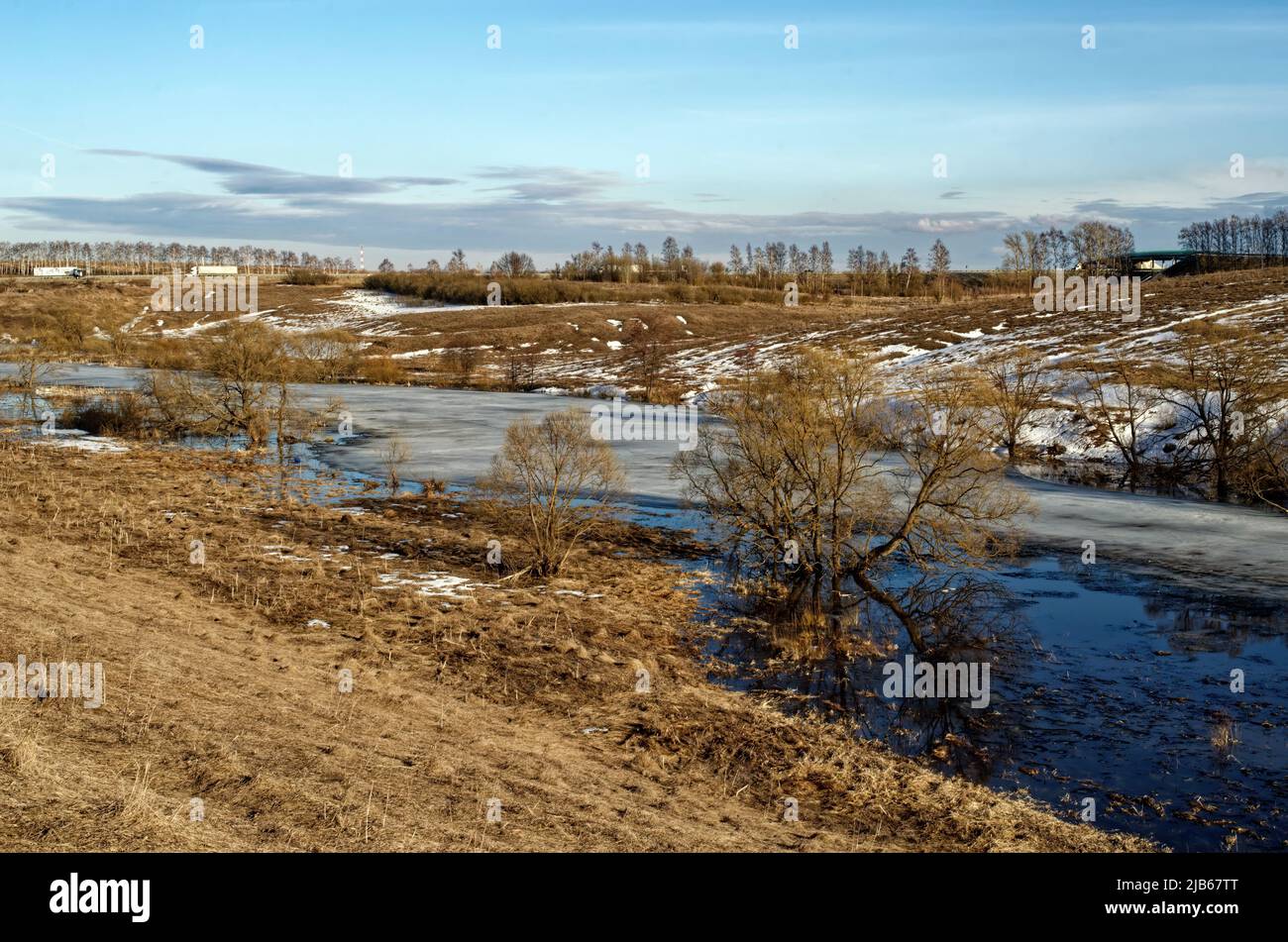 on the banks of the river in early spring, Russia Stock Photo