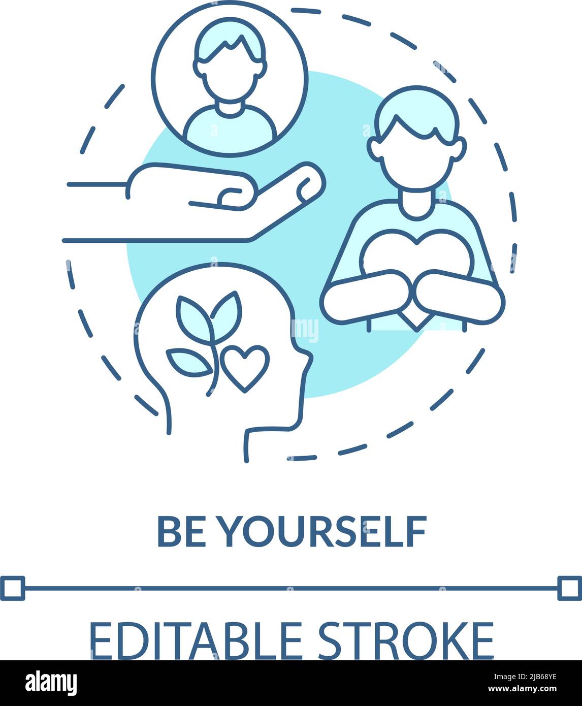 Be yourself turquoise concept icon Stock Vector