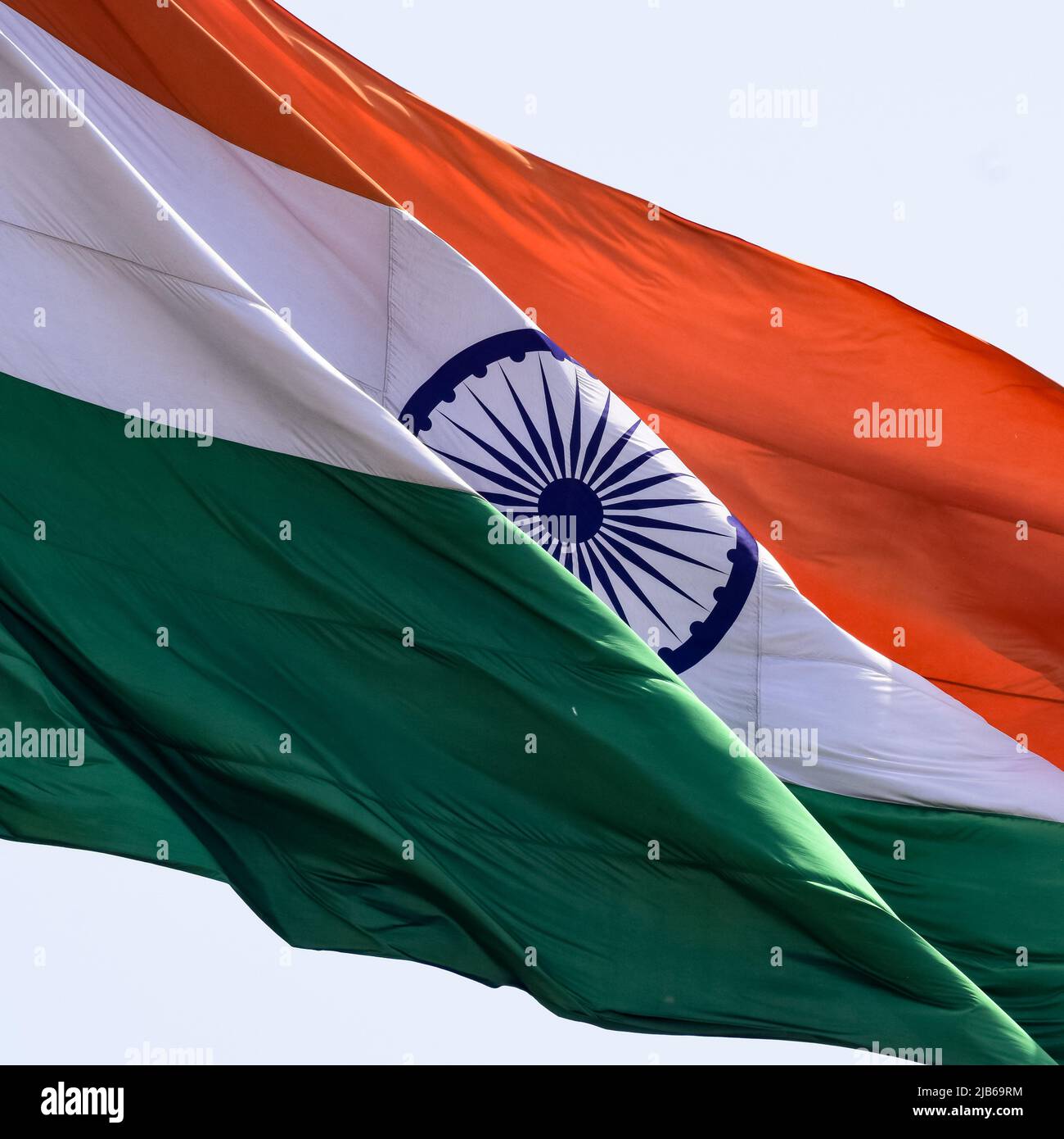 India flag flying high at Connaught Place with pride in blue sky, India ...