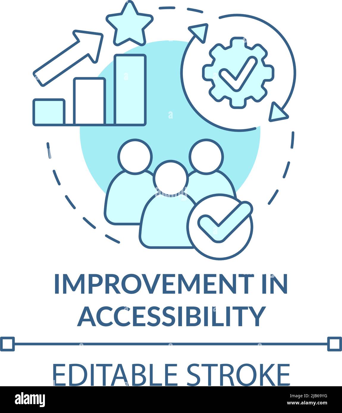 Improvement in accessibility turquoise concept icon Stock Vector