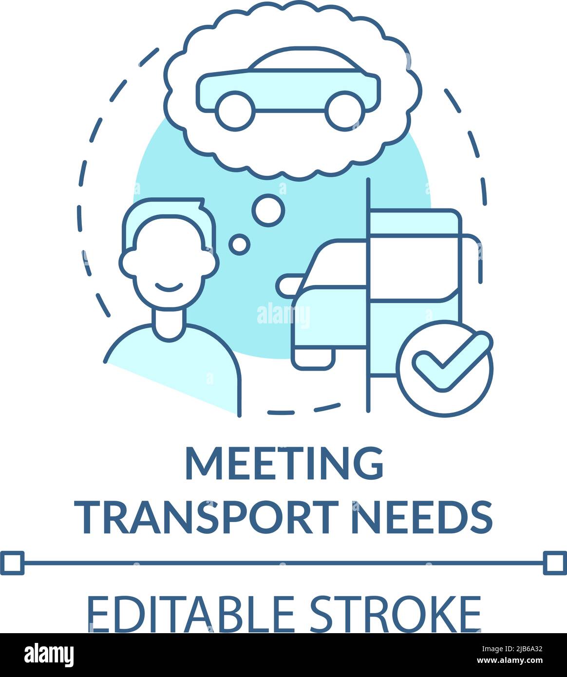 Meeting transport needs turquoise concept icon Stock Vector