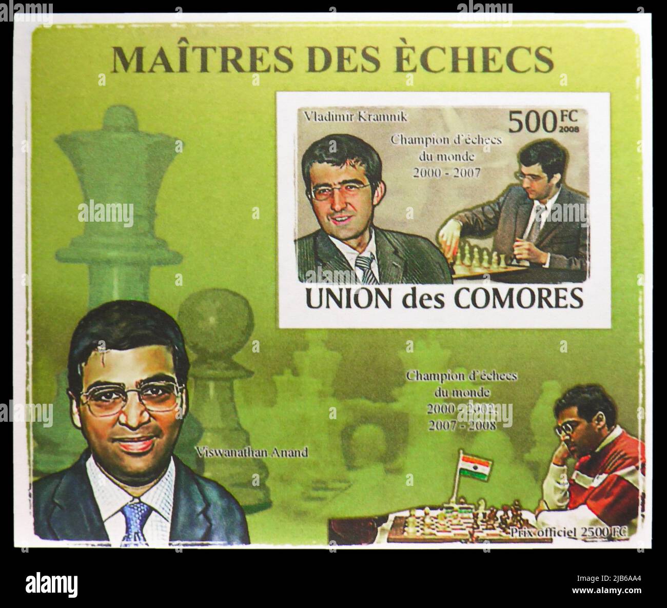 St Thomas - 2021 Chess Champ Viswanathan Anand - Souvenir Sheet  ST210430b-gold